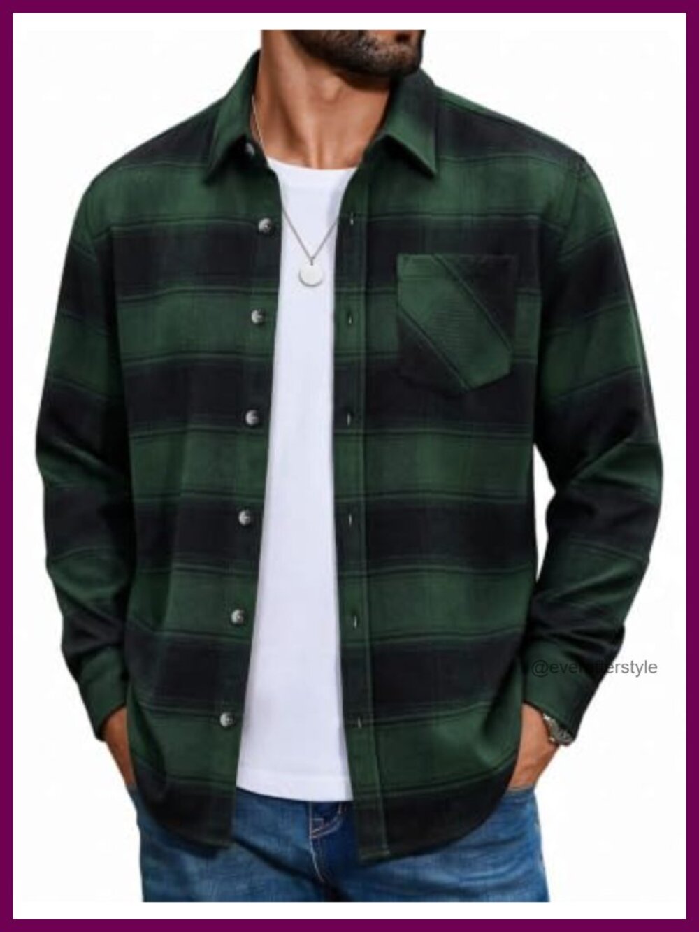 Flannel Shirt Jacket Long Sleeve Plaid Button Down Shacket